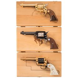 Three Cased Commemorative Colt Frontier Scout Single Action Revolvers -A) Colt 1854-1964 General Hoo