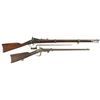 Image 1 : Two Antique Long Arms -A) U.S. Springfield Allin Conversion Model 1866 Trapdoor Rifle with Bayonet