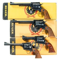 Four Ruger Single Action Revolvers -A) Ruger Old Model Super Blackhawk Revolver with Case