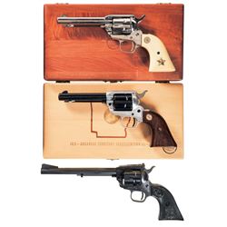 Three Colt Frontier Scout Single Action Revolvers -A) Colt Frontier Scout Revolver with Case