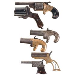 Six Antique Sidearms -A) Engraved Moore's Patent Firearm Co. Front Loading Revolver