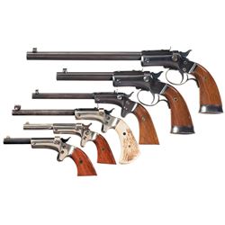 Collector's Lot of Six Stevens Tip-Up Pistols -A) Stevens No. 35 Off-Hand Target Pistol
