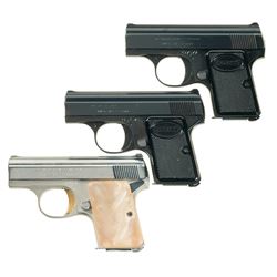 Three Belgian Baby Browning Semi-Automatic Pistols -A) Baby Browning Pistol with Case