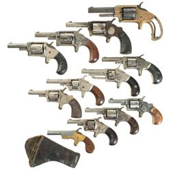 Twelve Spur Trigger Revolvers -A) Engraved Whitneyville Armory Model 1 1/2 Pocket Revolver