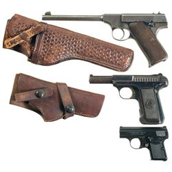 Three Semi-Automatic Pistols -A) Colt Pre-Woodsman Pistol with Holster