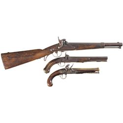 One Musketoon and Two Pistols -A) Percussion Conversion Musketoon