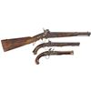 Image 1 : One Musketoon and Two Pistols -A) Percussion Conversion Musketoon