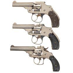 Three Smith & Wesson Double Action Revolvers -A) S&W 32 Safety Hammerless 1st Model Revolver