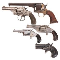 Five Handguns -A) Engraved Moore's Patent Belt Revolver