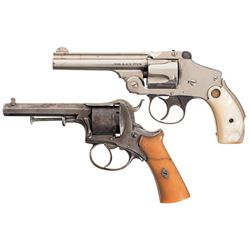 Two Double Action Revolvers -A) Smith & Wesson Fourth Model 38 Safety Hammerless Revolver with Pearl