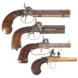 Four Antique European Pistols -A) German Percussion Pistol