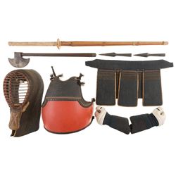 Japanese Kendogu Set with Shinai, Lances, and Edged Weapons