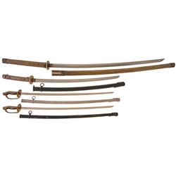 Three Japanese Swords and a Japanese Style Sword
