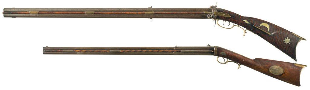 Two Over/Under Percussion Long Guns -A) James Golcher and Kornman ...