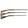 Image 1 : Three Percussion Long Guns -A) Half Stock Rifle with "1866" Marked Barrel and Engraved Lock