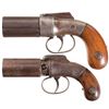 Image 1 : Two Engraved Percussion Pepperbox Revolvers -A) Washington Arms Co. Pepperbox