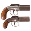 Image 2 : Two Engraved Percussion Pepperbox Revolvers -A) Washington Arms Co. Pepperbox