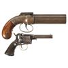 Image 2 : Two Antique Percussion Handguns -A) Engraved Allen & Thurber Bar Hammer Pepperbox Pistol