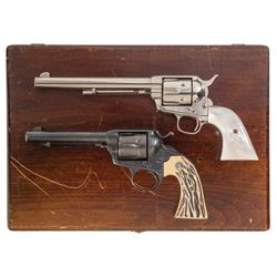 Collector's Lot of Two Colt Single Action Revolvers with Case -A) Antique Colt Single Action Army Re