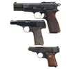 Image 1 : Three Semi-Automatic Pistols -A) Fabrique Nationale High Power Pistol with Nazi Style Markings