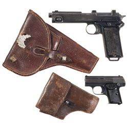 Two European Semi-Automatic Pistols with Holsters -A) Steyr Model 1911 Pistol with Capture Papers