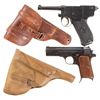 Image 1 : Two European Military Semi-Automatic Pistols with Holsters -A) Glisenti Model 1910 Pistol