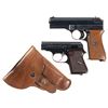 Image 1 : Two Cezska Zbrojovka Semi-Automatic Pistols with Holsters -A) Cz Model 1922 Pistol