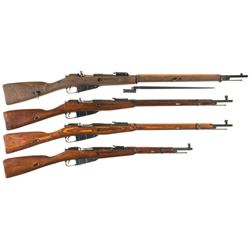 Four Russian Military Longarms -A) Imperial Russian Mosin Nagant Model 1891 Rifle with Bayonet