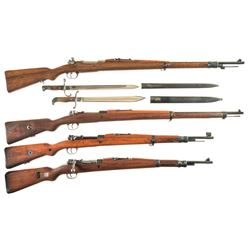 Four Bolt Action Military Rifles -A) DWM Argentine Contract Mauser Model 1909 with Bayonet and Knife