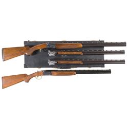 Two Over/Under Shotguns -A) Engraved Ithaca/SKB Three Barrel Set Model 600 Shotgun with Case