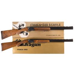 Two Engraved SKB Model 600 Over/Under Shotguns with Boxes -A) SKB Model 600 Skeet Grade Shotgun