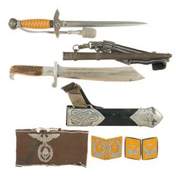 Two Nazi Edged Weapons and Assorted Uniform Accessories