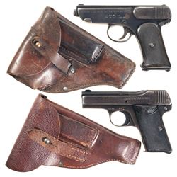 Two Semi-Automatic Pistols with Holsters -A) Documented Jager Waffenfabrik Jager Pistol with British