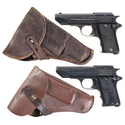 Two Belgian Semi-Automatic Pistols with Holsters -A) LePage Pistol