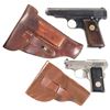 Image 1 : Two European Semi-Automatic Pistols with Holsters -A) Deutsche Werke Ortgies Patent Pistol