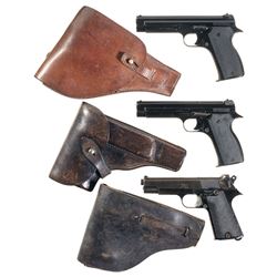 Three French Semi-Automatic Military Pistols with Holsters -A) S.A.C.M. Model 1935A Pistol