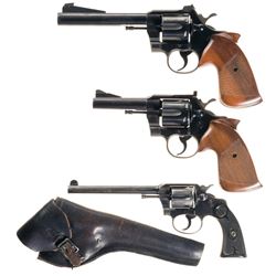 Three Colt Double Action Revolvers -A) Colt Officer's Model Special Revolver with Target Grips