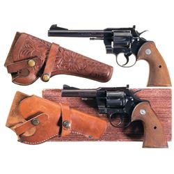 Two Colt Double Action Revolvers with Holsters -A) Colt Officer's Model Match Revolver