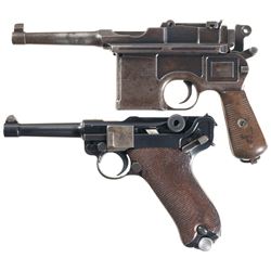 Two Semi-Automatic German Pistols -A) Mauser Broomhandle Pistol