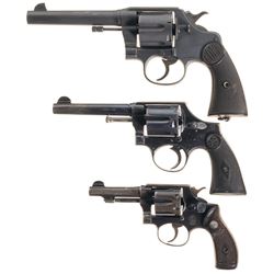 Three Double Action Revolvers -A) Colt U.S. Army Model 1917 Revolver