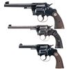 Image 1 : Three Colt Double Action Revolvers -A) Colt Officer's Model Heavy Barrel Double Action Revolver