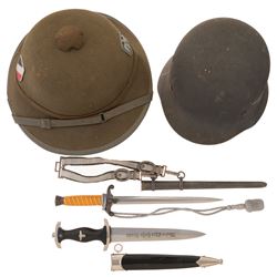 Two German Helmets and Two German Daggers