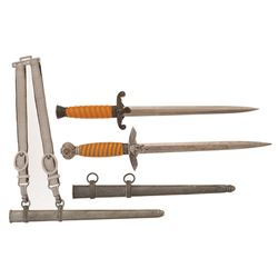 Two Nazi Military Style Dress Daggers with Sheaths