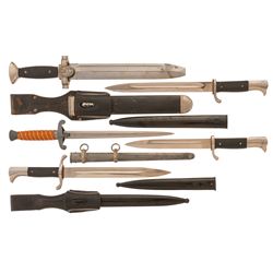 Three German Knives and Two Bayonets