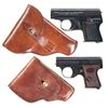 Image 1 : Collector's Lot of Two Mauser Semi-Automatic Pocket Pistols with Holsters -A) Mauser WTP I Pistol