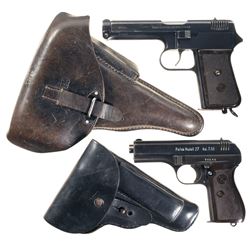 Two European Semi-Automatic Military Pistols with Holsters -A) CZ Model 1938 Pistol