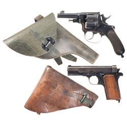 Two European Military Handguns with Holsters -A) Italian Bodeo Model 1889 Double Action Revolver