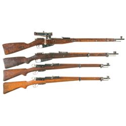 Four Bolt Action Military Rifles -A) Soviet Mosin Nagant Model 91/30 Bolt Action Sniper Rifle with S