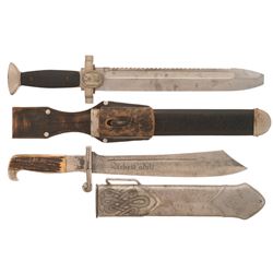 Two Nazi Style Enlisted Hewers with Sheaths