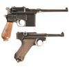 Image 2 : Two Semi-Automatic Pistols -A) Mauser Broomhandle Pistol with Holster, Holster Stock and Accessories